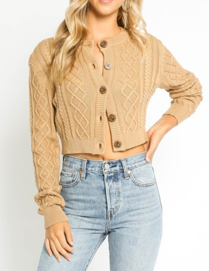 Cable Knit Cropped Sweater - Highly Praise