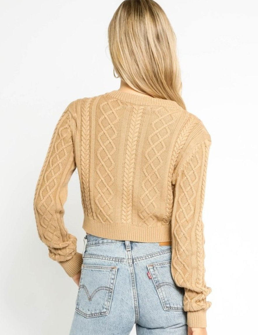 Cable Knit Cropped Sweater - Highly Praise
