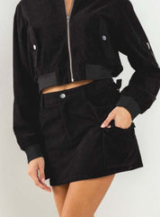 Cargo Corduroy Mini Skirt in Black - Highly Praise