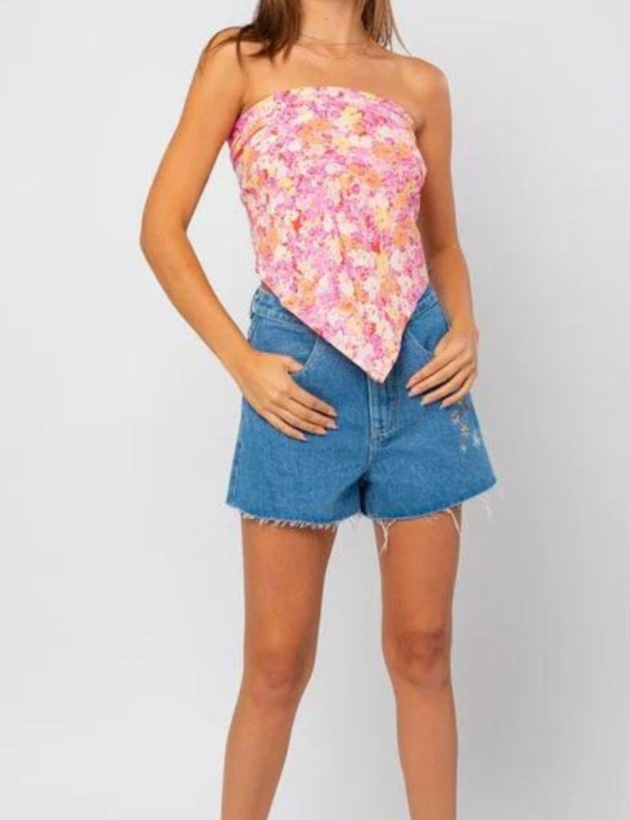 Celina Floral Bandana Tube Top - Highly Praise