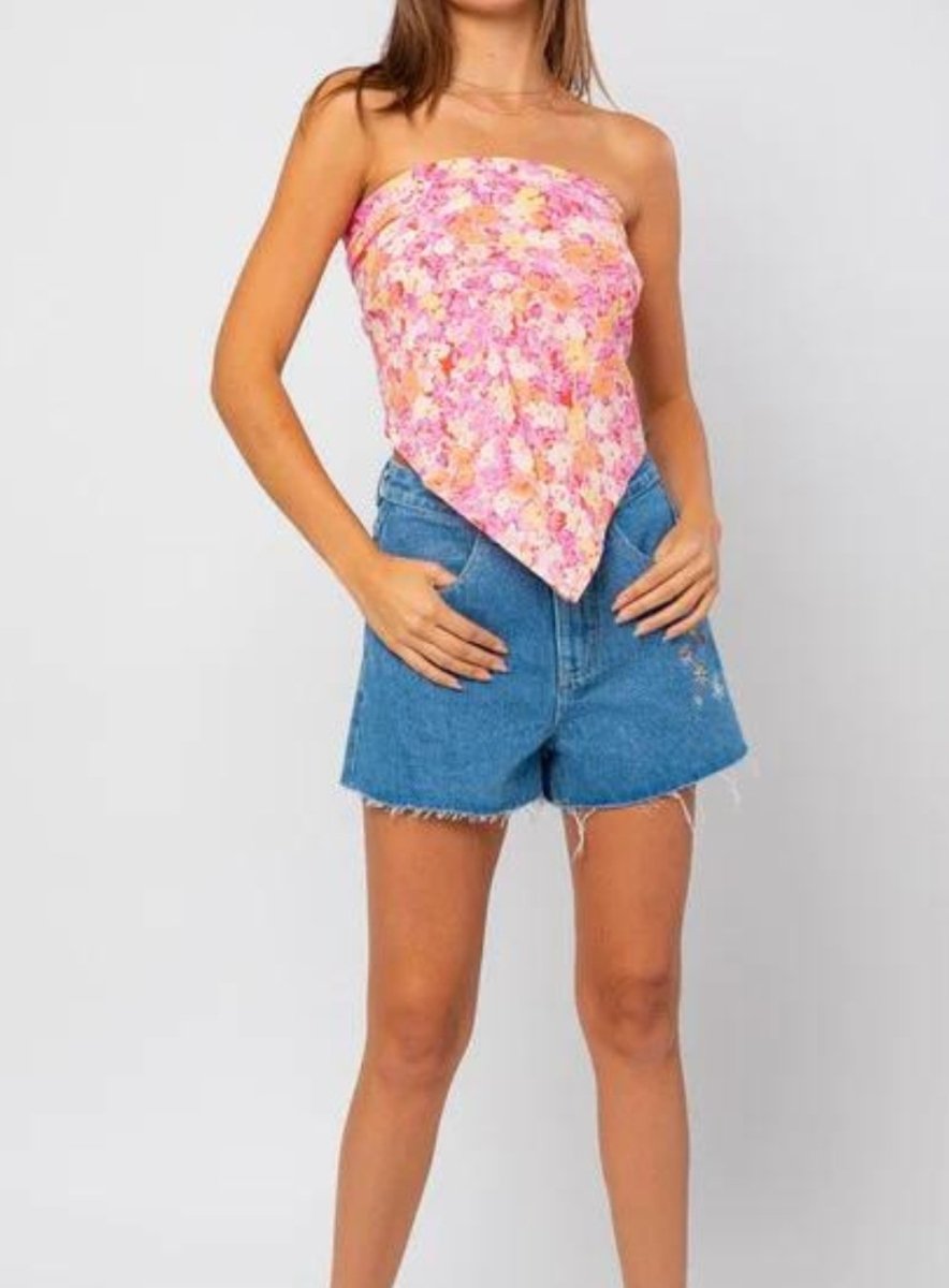 Celina Floral Bandana Tube Top - Highly Praise