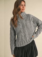 Chunky Knit Turtle Neck Cable Sweater