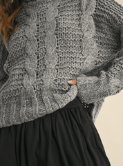 Chunky Knit Turtle Neck Cable Sweater