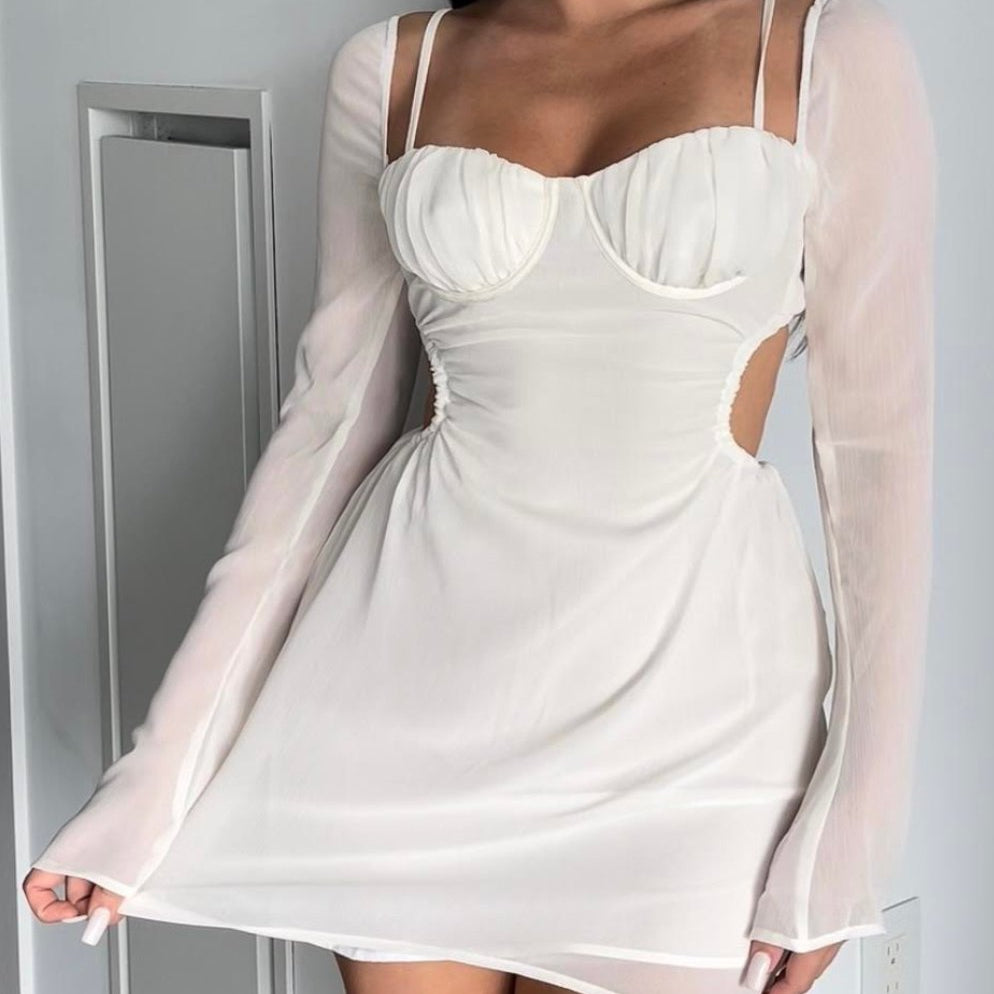 Corset Cut Out Long Sleeve Dress - Highly Praise