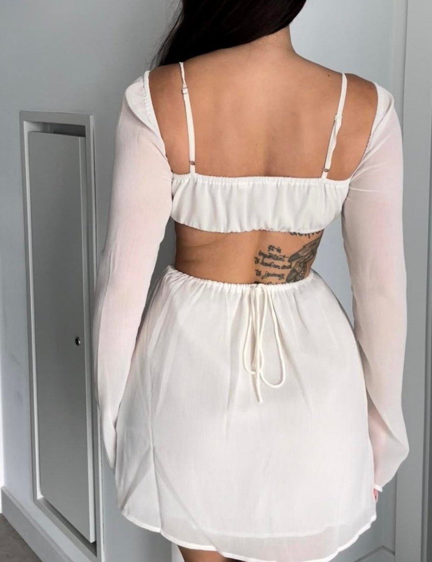 Corset Cut Out Long Sleeve Dress - Highly Praise