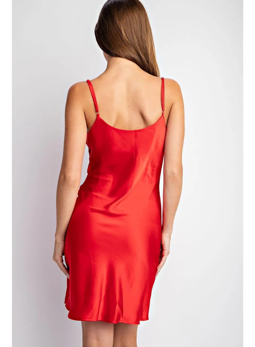 satin cami dress Cowl Neck Satin Cami Dress in Scarlet – Highly Praise