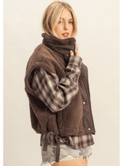 Cozy Sherpa Vest Jacket with Tie-Up Side Details