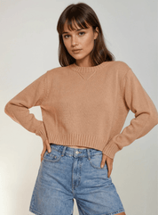 Cropped Long Sleeve Sweater | Taupe