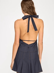 Demi Denim Cargo Halter Dress
