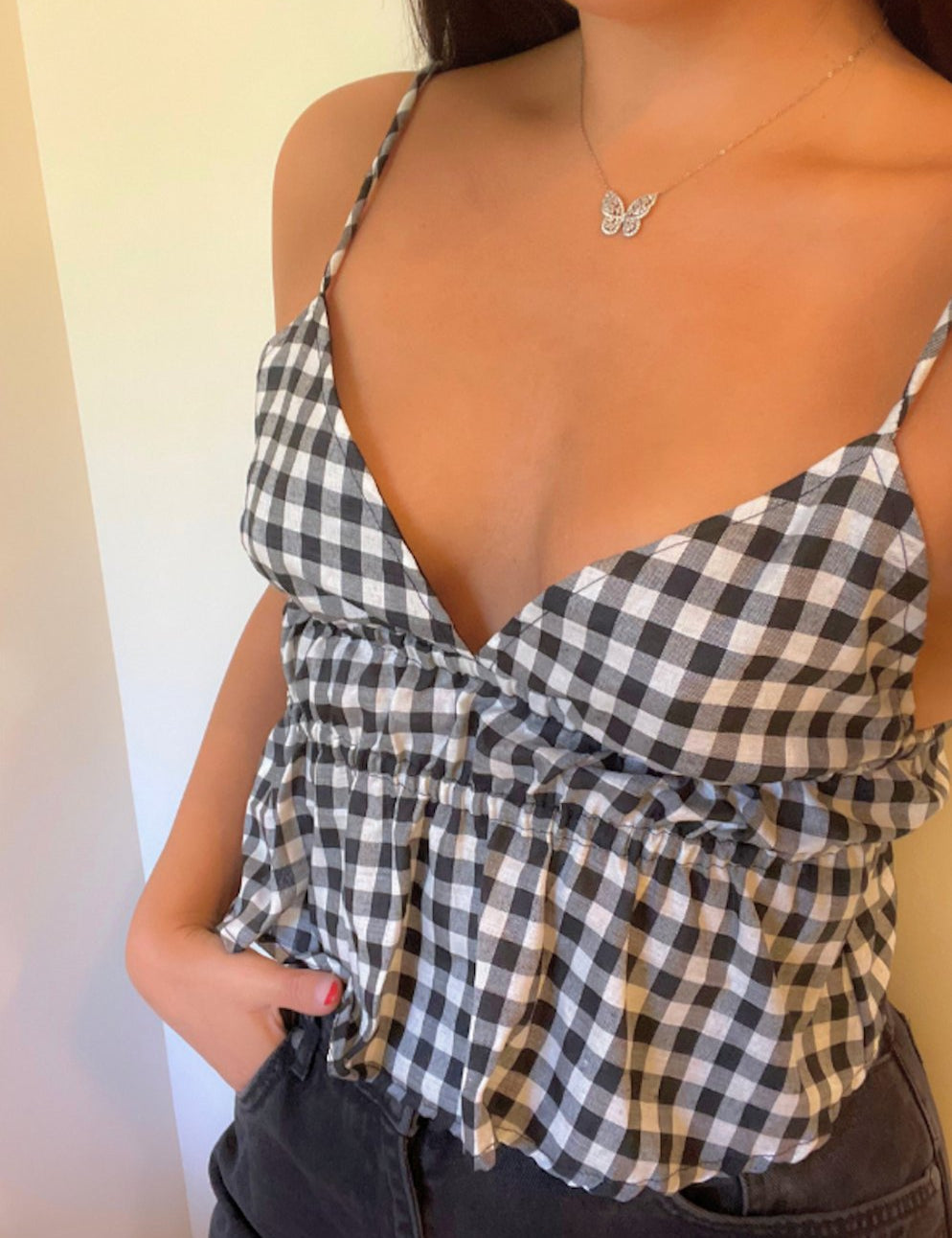 Dilara Cami Top - Black & White Gingham - Highly Praise