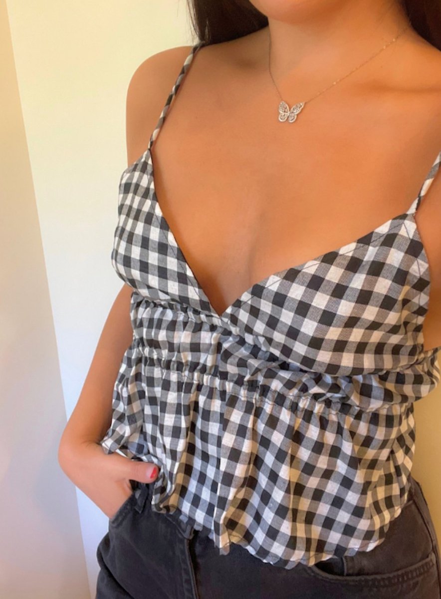 Dilara Cami Top - Black &amp; White Gingham - Highly Praise