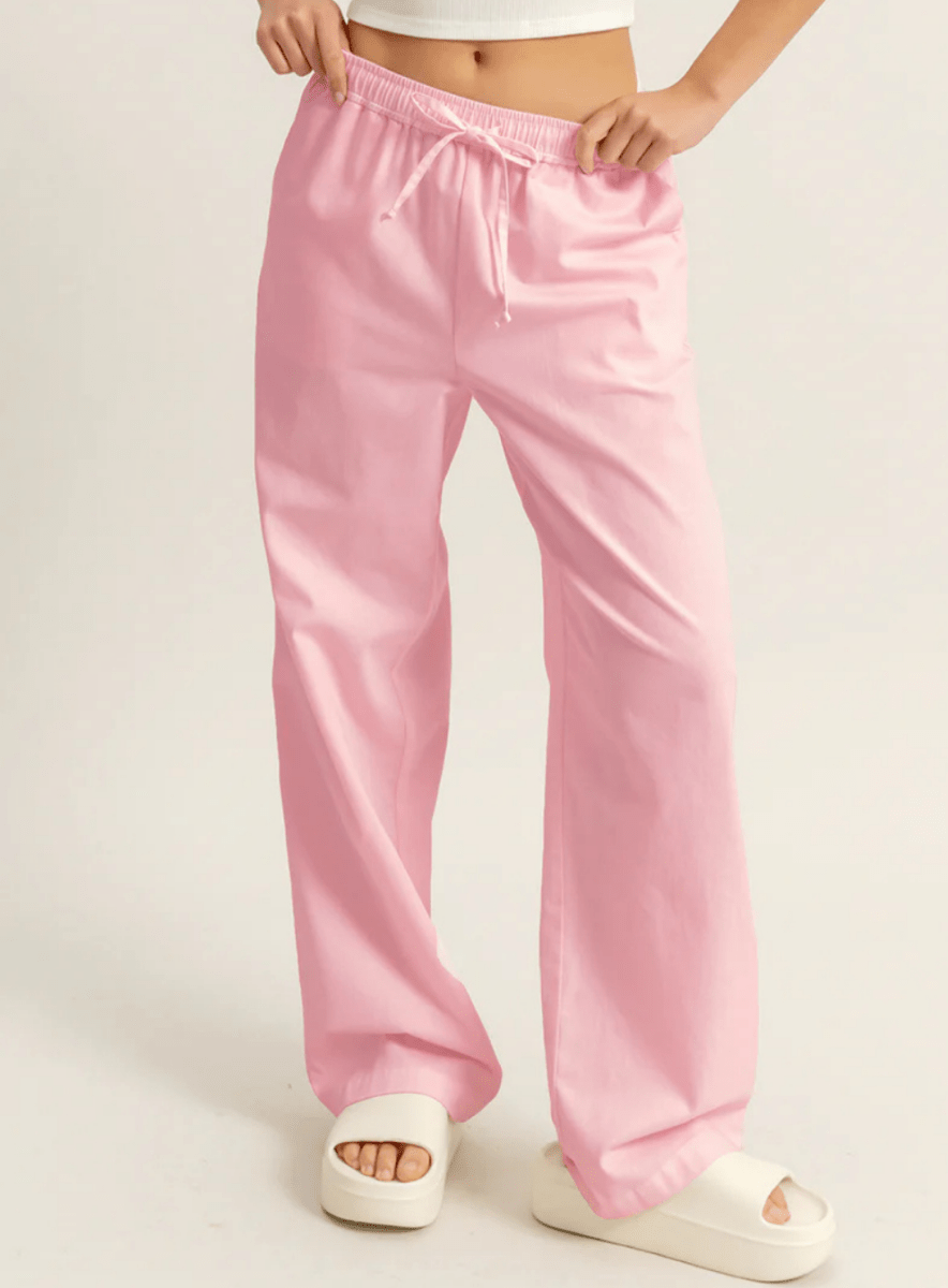 Drawstring Waist Straight Leg Pants