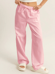 Drawstring Waist Straight Leg Pants