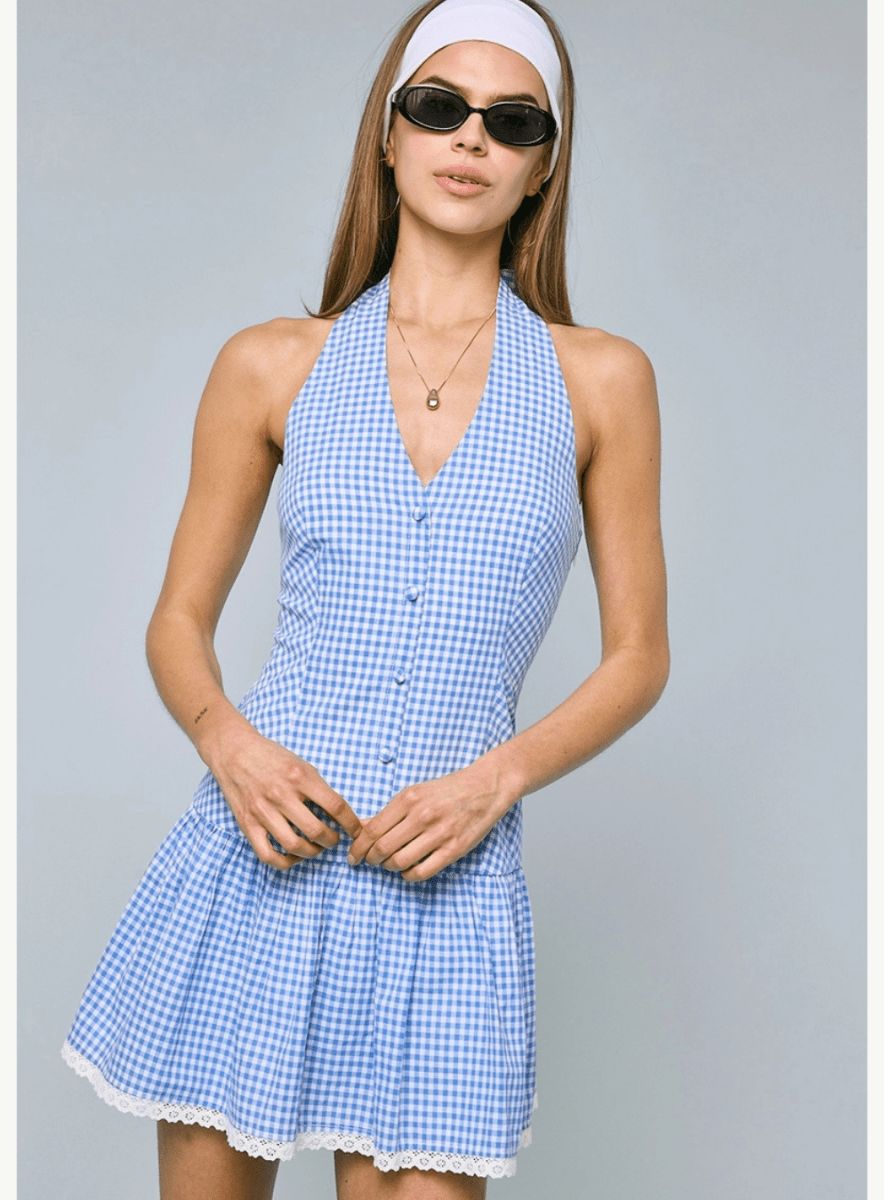 Emilia Checker Mini Halter Dress