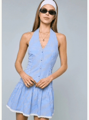 Emilia Checker Mini Halter Dress