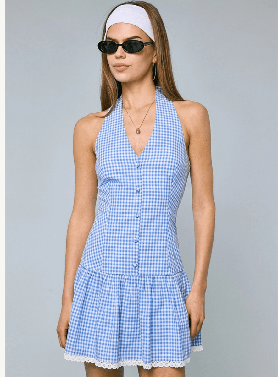Emilia Checker Mini Halter Dress