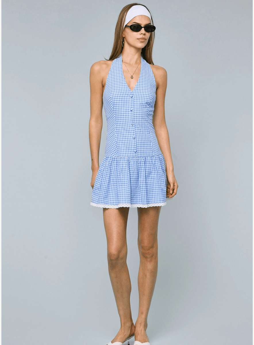 Emilia Checker Mini Halter Dress