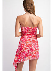 Floral Printed Mesh Mini Dress - Highly Praise