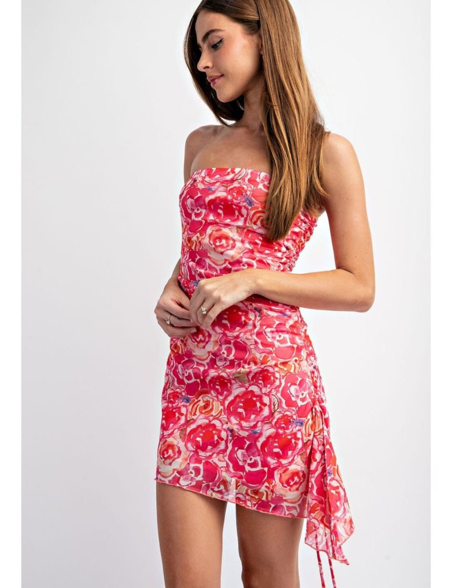 Floral Printed Mesh Mini Dress - Highly Praise