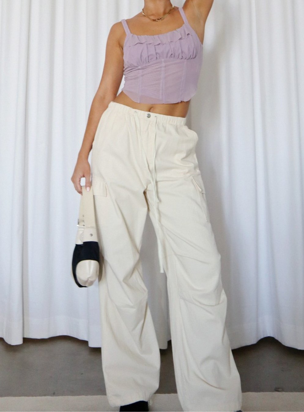 Flossie Cargo Pants in Cream - Highly Praise