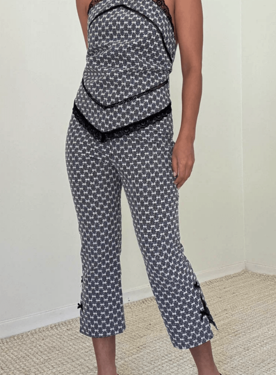 Lace Gingham Capri Pants
