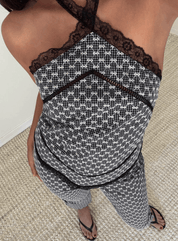 Lace Gingham Capri Pants