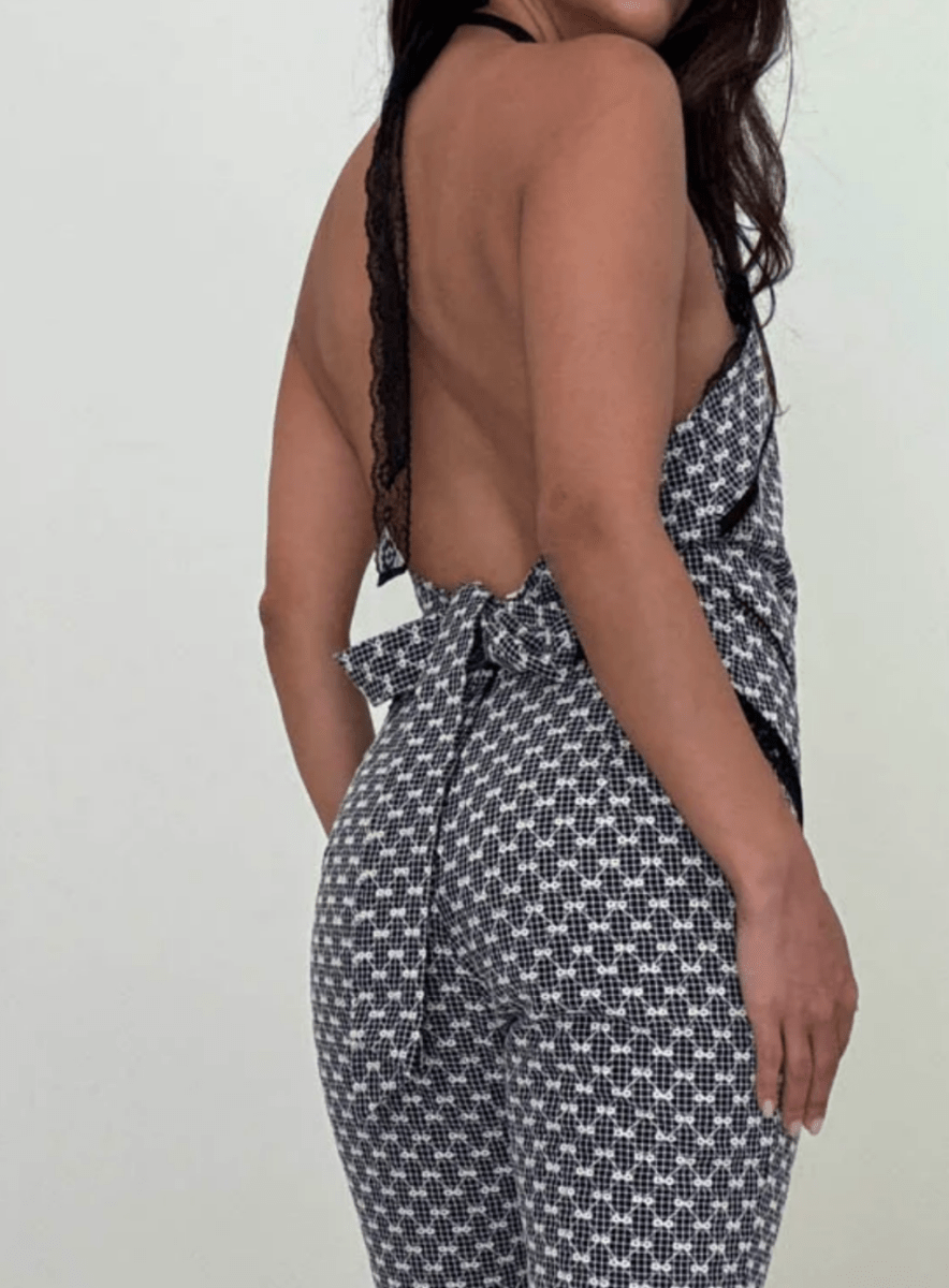 Lace Gingham Halter Top