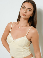 Lace Trim Mesh Cami Top