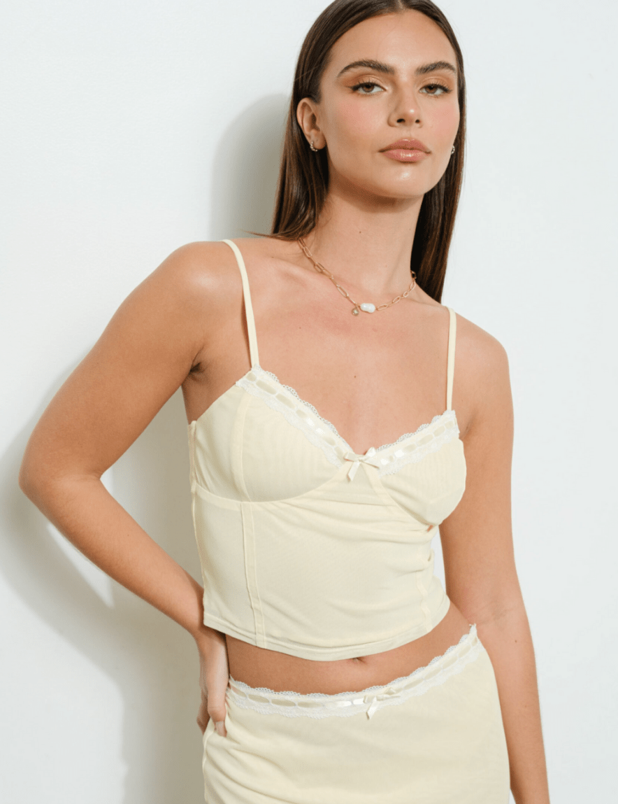 Lace Trim Mesh Cami Top