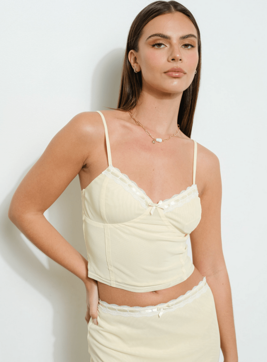 Lace Trim Mesh Cami Top