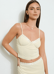Lace Trim Mesh Cami Top