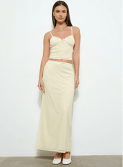 Lace Trim Mesh Long Skirt