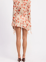 Layered Ruffle Mini Skirt in Sheer Floral Print