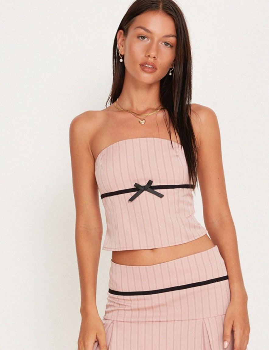 Leggy Tube Top in Blush Pinstripe - Highly Praise