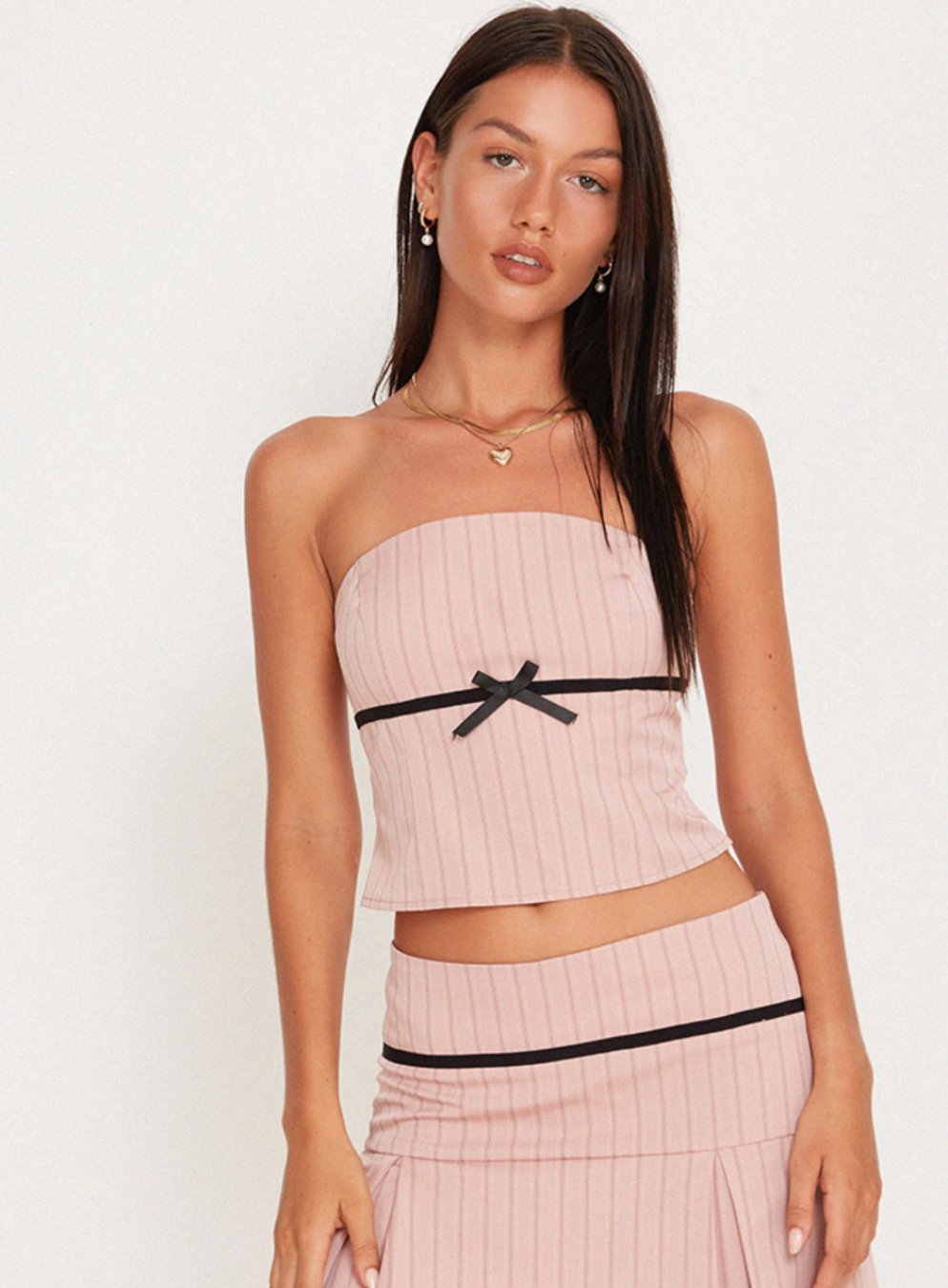 Leggy Tube Top in Blush Pinstripe - Highly Praise