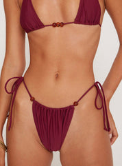 Leyna Bikini Bottom W Beads In Burgundy - Highly Praise