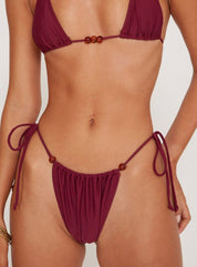 Leyna Bikini Bottom W Beads In Burgundy - Highly Praise