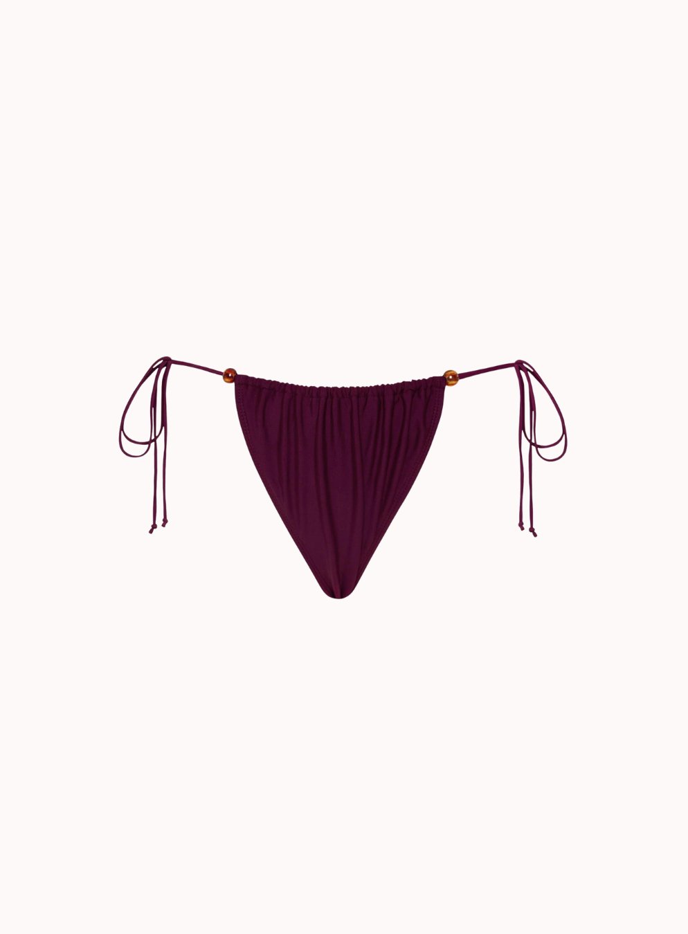 Leyna Bikini Bottom W Beads In Burgundy - Highly Praise
