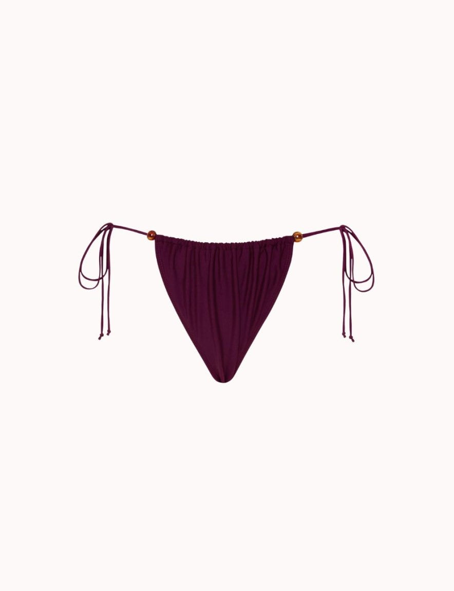 Leyna Bikini Bottom W Beads In Burgundy - Highly Praise