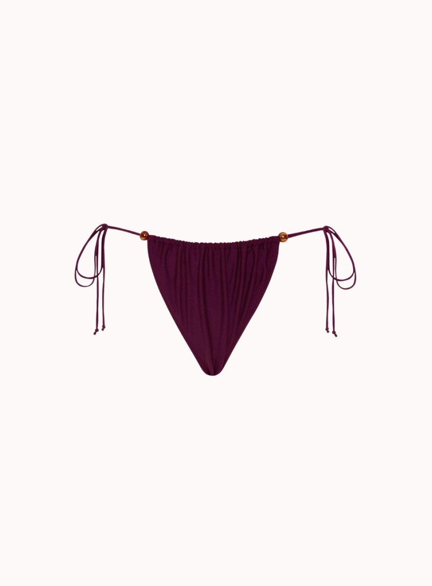 Leyna Bikini Bottom W Beads In Burgundy - Highly Praise