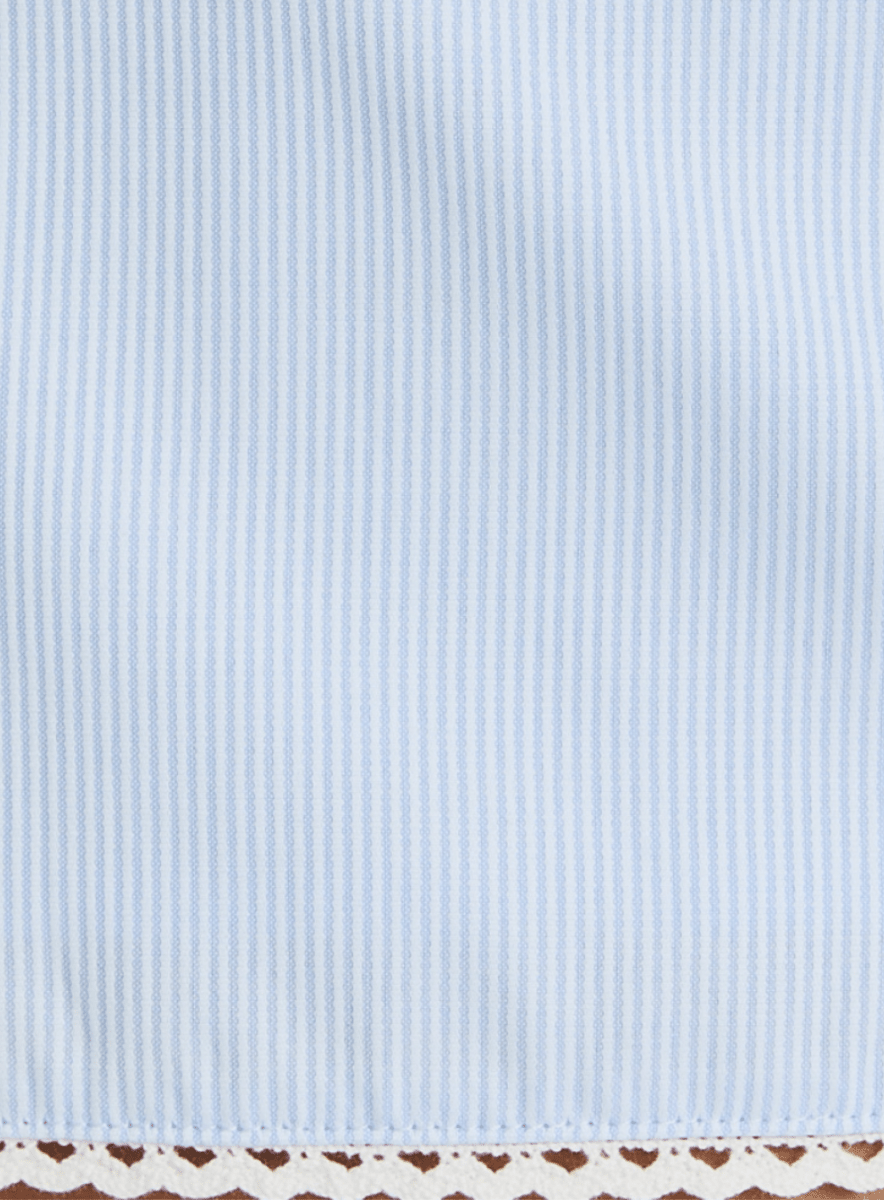 Light Blue-White Striped Drawstring Pants