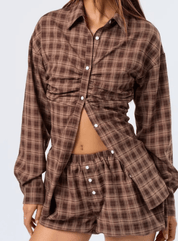 Long Sleeve Plaid Button-Up Top