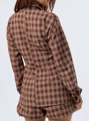Long Sleeve Plaid Button-Up Top