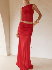 Meila Maxi Skirt - Cherry