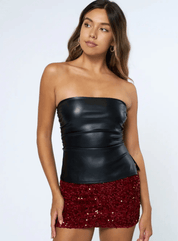 Micro Glitter Mini Skort | Burgundy