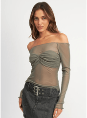 Off Shoulder Sheer Top