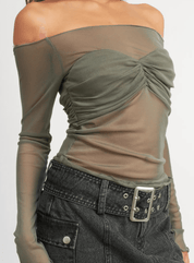 Off Shoulder Sheer Top