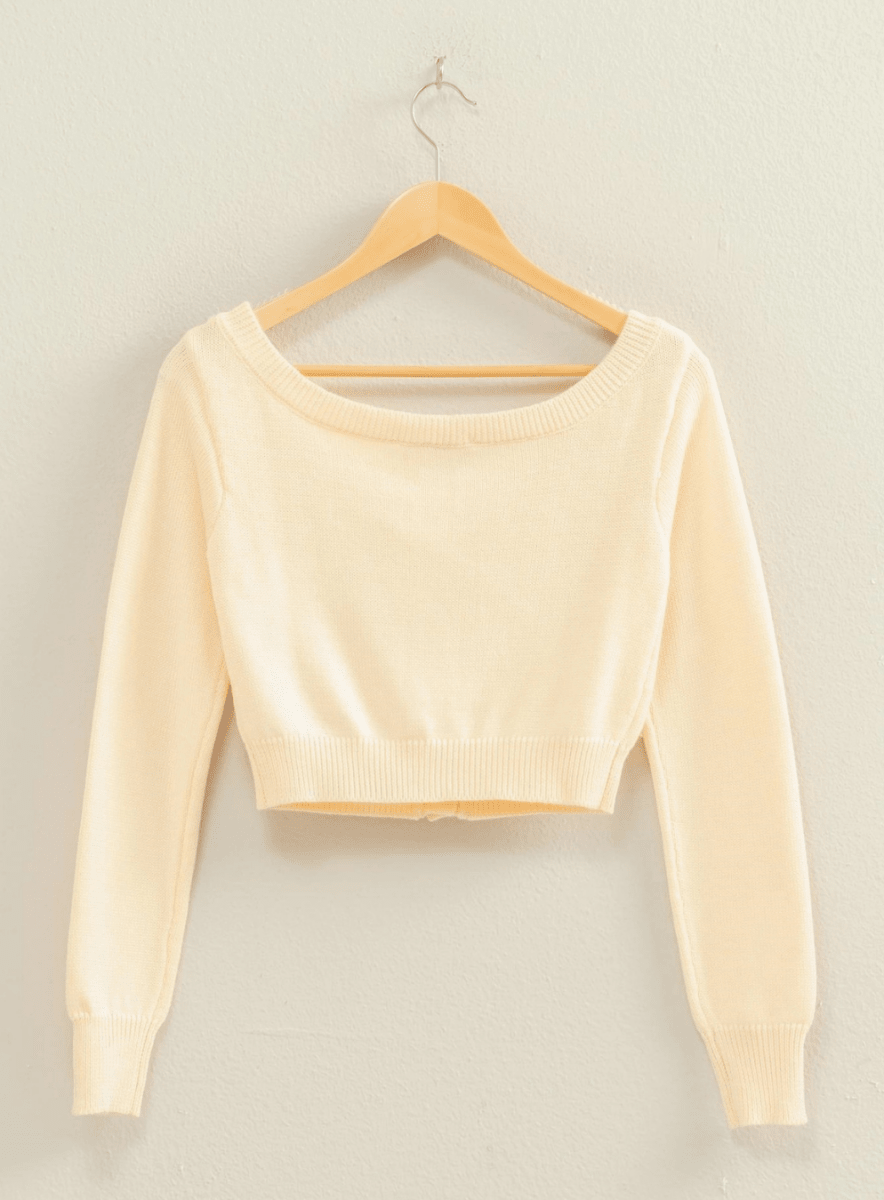 Off the Shoulder Long Sleeve Crop Cardigan