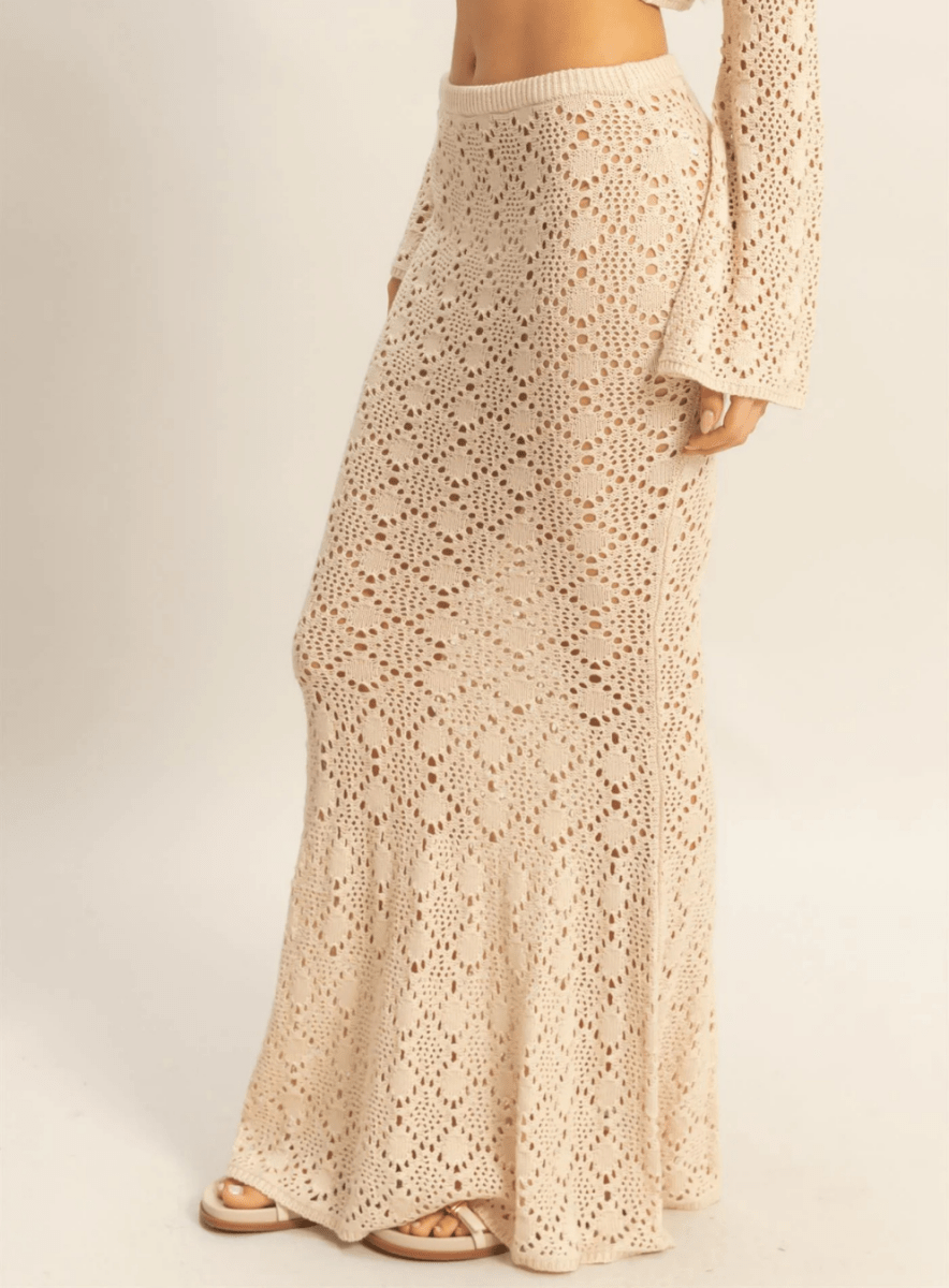 Open Stitch Mermaid Knit Maxi Skirt