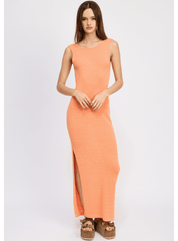 Orange Crochet Maxi Dress with Back Tie Detail